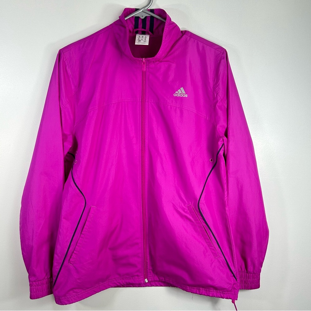 Adidas Full Zip Lightweight Windbreaker Jacket Magenta Pink; Women’s Size Medium